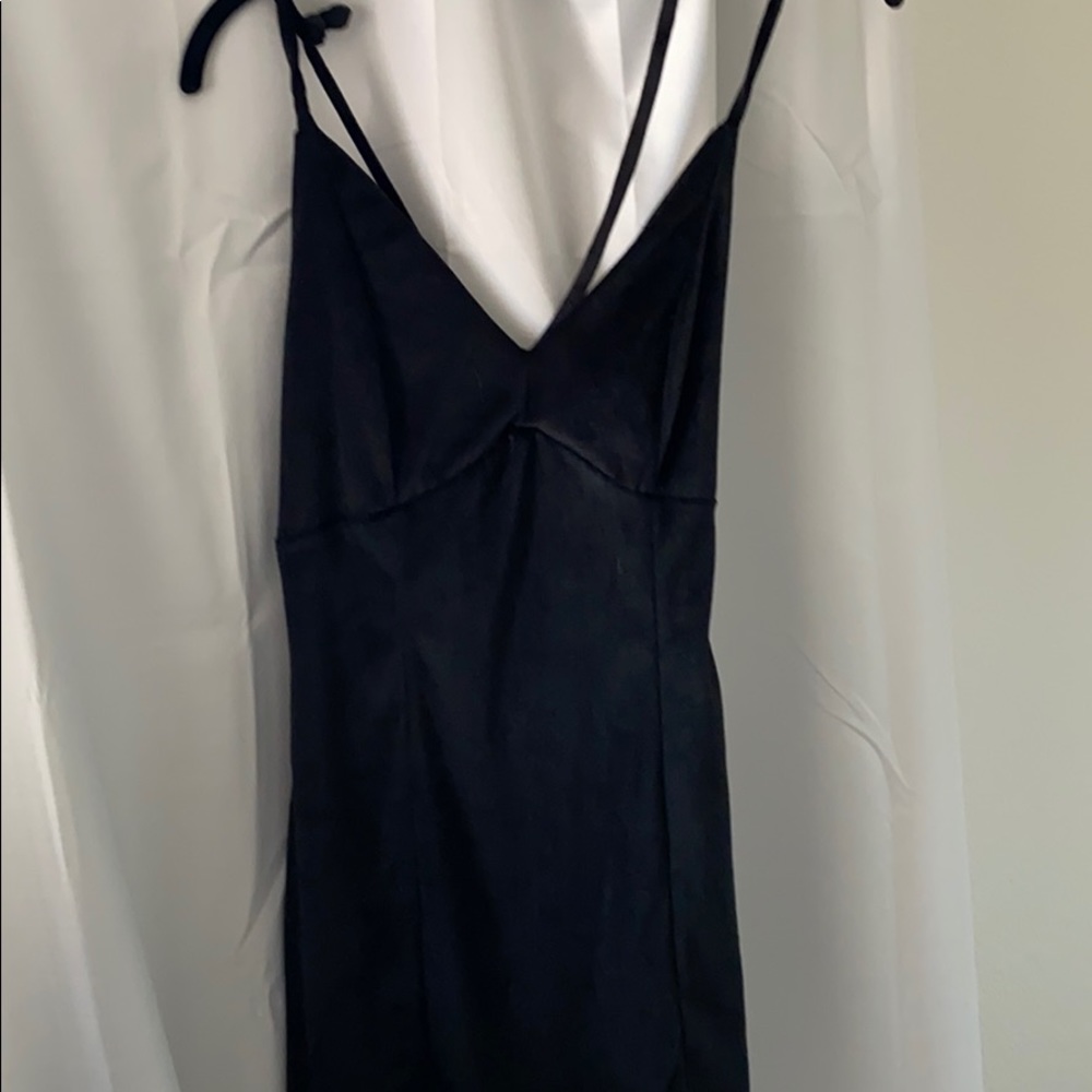 Black mini velvet dress.